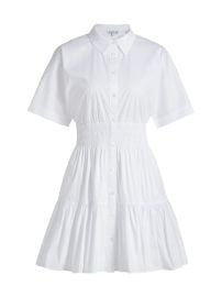 Shop Veronica Beard Greta Smocked Poplin Mini Shirtdress at Saks Fifth Avenue